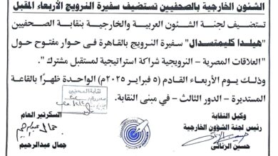 لجنة الشؤون الخارجية بنقابة الصحفيين تستضيف سفيرة النرويج في حوار مفتوح العلاقات المصرية النرويجية محور لقاء مع هيلدا كليمتسدال