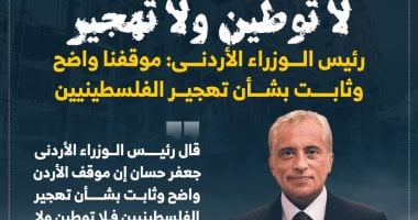 رئيس الوزراء الأردنى: لا توطين للفلسطينيين على حساب الأردن.. انفوجراف