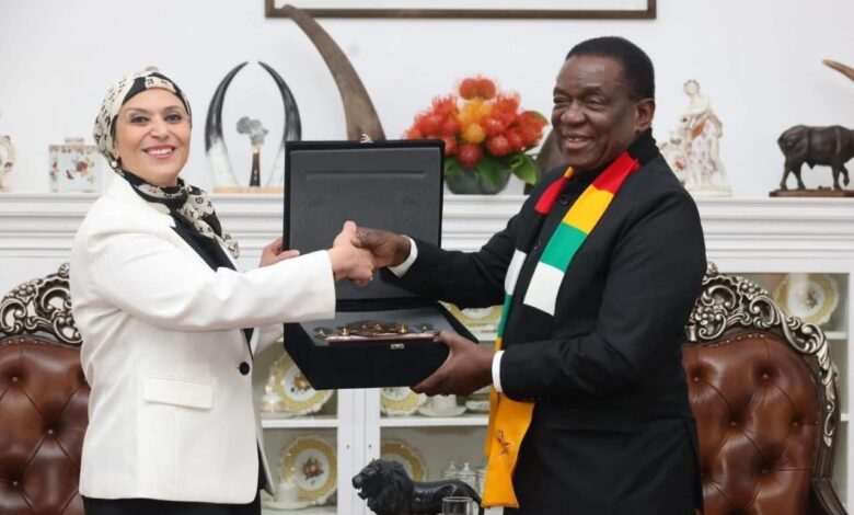 رئيس جمهورية زيمبابوي يلتقي السفيرة المصرية