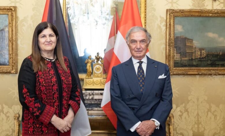 الوزيرة شاهين تلتقي وزير خارجية منظمة فرسان مالطا ذات السيادة