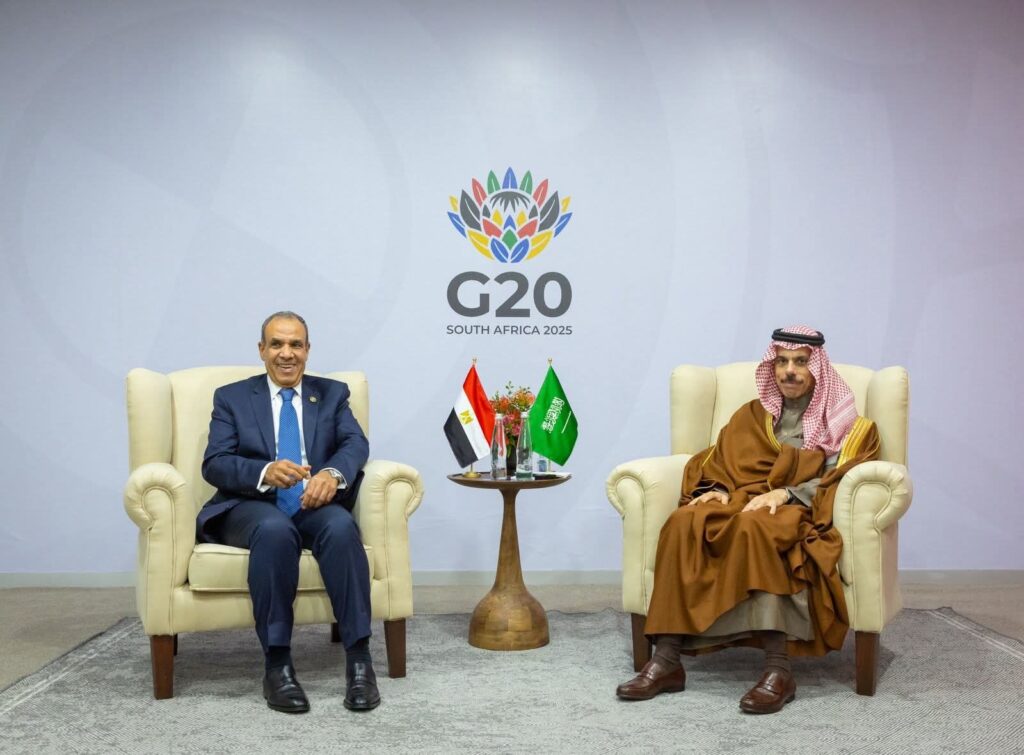 لقاء وزير الخارجية مع وزير الخارجية السعودي على هامش أعمال قمة مجموعة العشرين بجوهانسبرج لقاء وزير الخارجية مع وزير الخارجية السعودي على هامش أعمال قمة مجموعة العشرين بجوهانسبرج