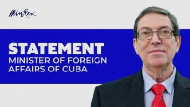 بيان وزير خارجية كوبا، برونو رودريغيز باريا، بشأن الوجود العسكري للولايات المتحدة في منطقة البحر الكاريبي