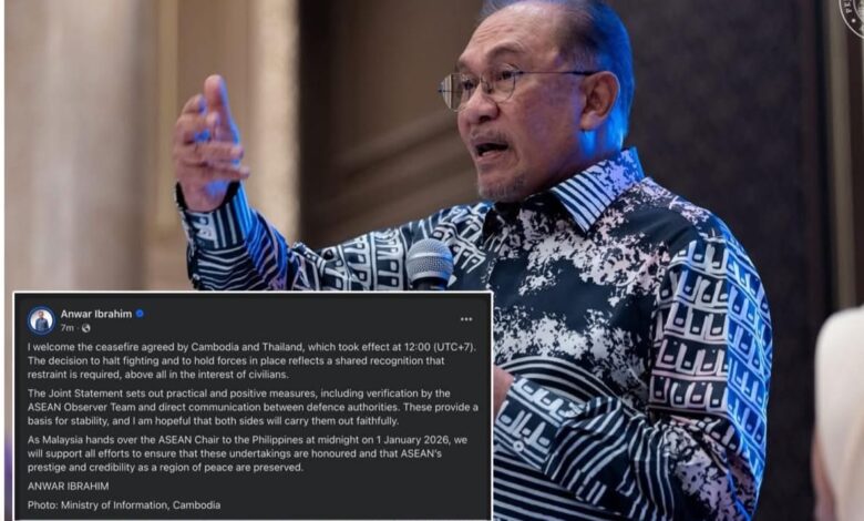 ماليزيا ترحب بوقف إطلاق النار بين كمبوديا وتايلاند، وتحث على التنفيذ المخلص لحماية المدنيين