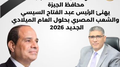 محافظ الجيزة يهنئ الرئيس السيسي بحلول العام الميلادي الجديد