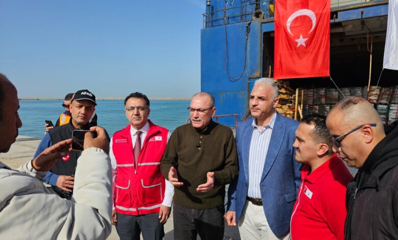 سفينة الخير العشرون التركية الى غزة وصلت إلى ميناء العريش.