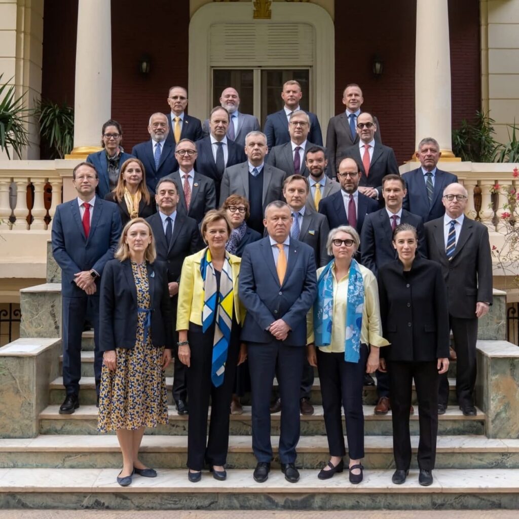 مؤتمرصحفي مشترك من قبل الاتحاد الأوروبي لجمهورية مصر العربية وسفارة أوكرانيا ودلالة أربع سنوات على الحرب الكاملة لروسيا ضد أوكرانيا