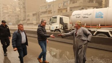 محافظ الجيزة يتفقد جهود شفط مياه الأمطار بمطالع ومنازل محاور عمرو بن العاص والفريق كمال عامر والطريق الدائري وشارع جامعة الدول العربية